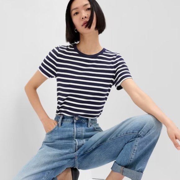 Gap Striped Ribbed Crewneck Tee NWT XL Tall - Picture 1 of 7